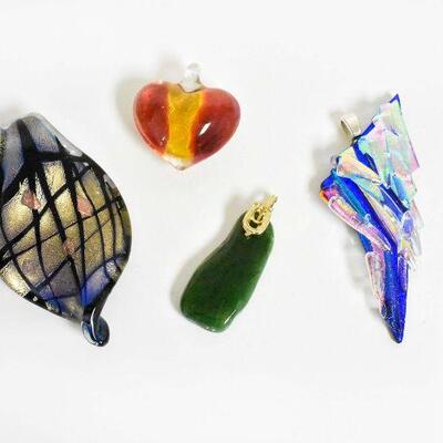 3 Glass & 1 Natural Stone Pendants