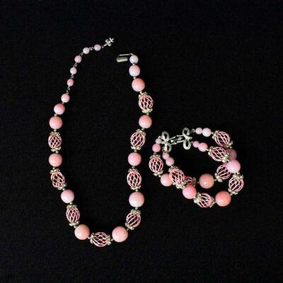 Vendome Pink Glass Beaded Jewelry Set