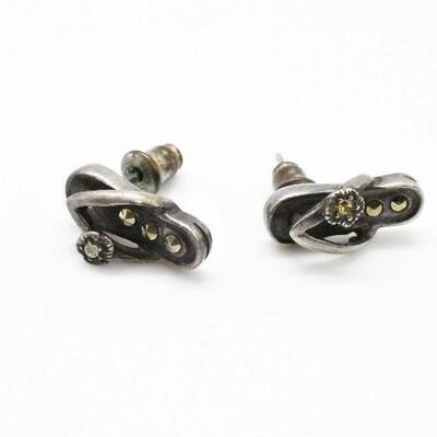 Miniature Flip Flop Sterling Silver Earrings