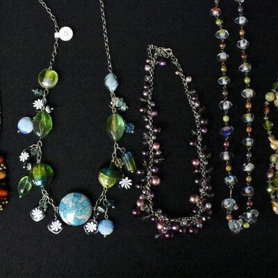 5 Multi Color Beaded Necklaces - Vendome & More