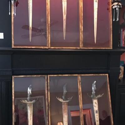 From Chile: framed hand carved swordfish bone and steer horn swords $595 each
6 for $3,000
6 available