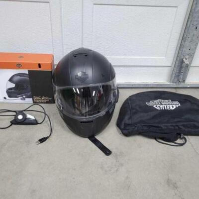 #161 • Harley Davidson Full Face Helmet And 2 Boom Audio Headsets