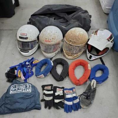 #175 • 2 G Force Full Face Helmets, Simpson Helmet, Fox Helmet, Neck Rolls, Gloves, And More