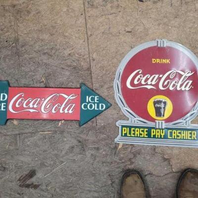 #890 â€¢ 2 Reproduction Coca Cola Signs
