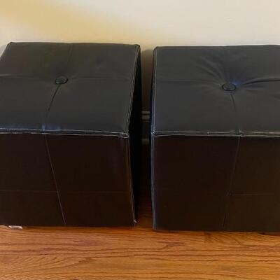 Leather cube ottomans