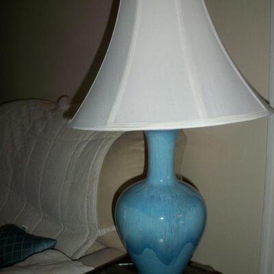 1 of 2 Blue Pottery Table Lamps