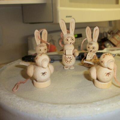 Vintage Wood Rabbits and Birds