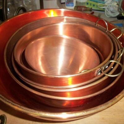 2 - Sets of Copper Bowls: 1 Set of 4 Bowls and a Set of 3 Bowls