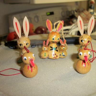 Vintage Painted Bunnies and Birds