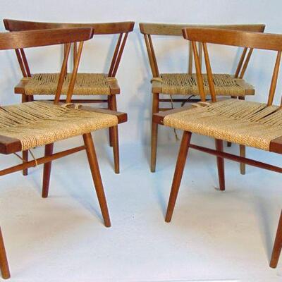 Set 4 George Nakashima Grass Seat Chairs