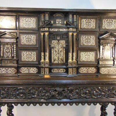 Fine quality Ebony  campaign chest with extensive inlaid decorations
