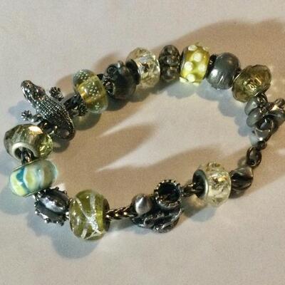 Sterling bracelet with charms
