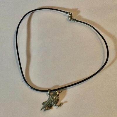 Sterling crow necklace
