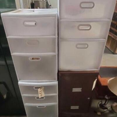 #2070 • (3) Storage Organizers and Filing Cabinet: Measures Approx: 15