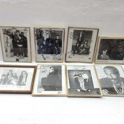 #2630 â€¢ (7) Framed & Autographed Celebrity Photos & Framed Photo Includes Framed Fairport Convention 1968, Autogrpahed and...
