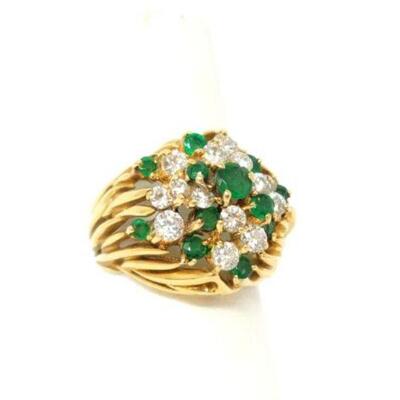 #1202 â€¢ 18k Gold Cocktail Ring With Diamonds, 10g