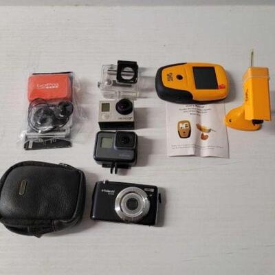 #5830 • GoPro Cameras. Polaroid Camera & A Swift Hitch