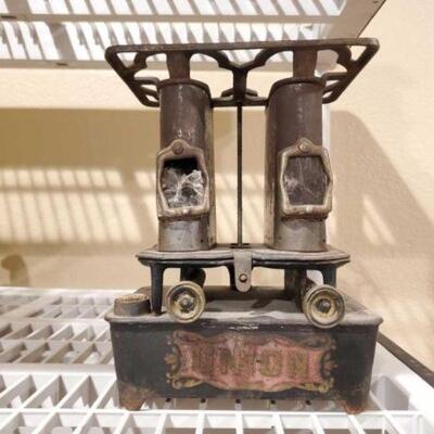 #2120 â€¢ Antique Stove: Measures Approx: 7.5"Ã—6"Ã—9.75"