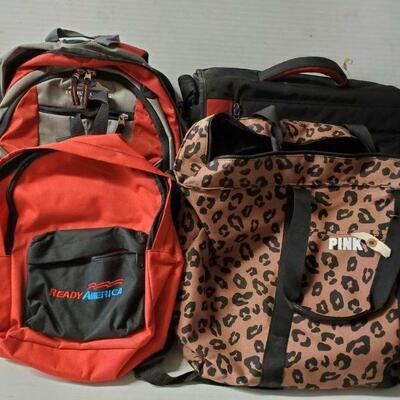 #5210 â€¢ 2 Computer Bags, 2 Backpacks, And Pink Bag