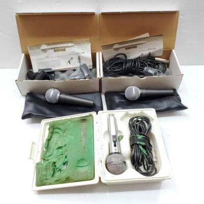 #2558 â€¢ (3) Microphones with Cables, Manuals & More!