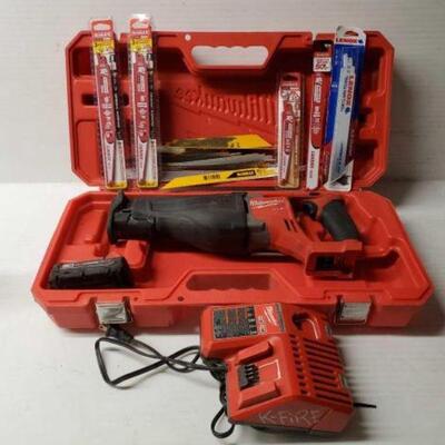 #5266 • Milwaukee Fuel Sawzall, Battery, Blades, And Charger
