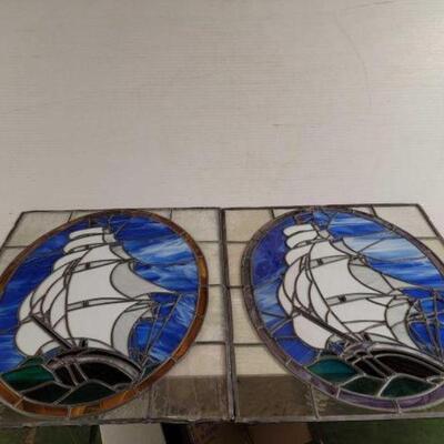 #6142 â€¢ Stain Glass Windows; Stain Glass Windows Measures 23.5"x 26". 