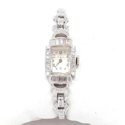 #1406 â€¢ Platinum And Diamond Lady Elgin Watch