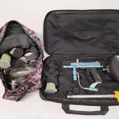 #4066 â€¢ Paintball Gun, Hoppers & Bags