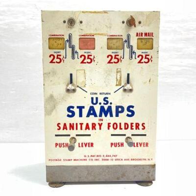 #2198 â€¢ Vintage U.S. Stamps Vending Machine with Key