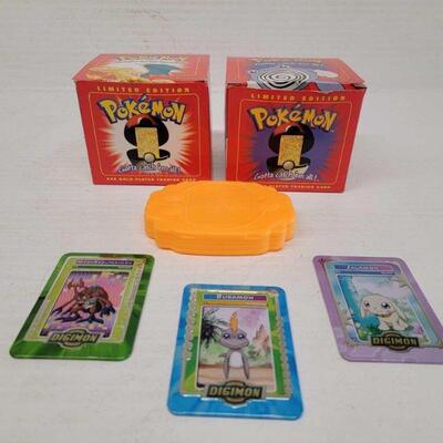 #4070 â€¢ Pokemon 23k Gold Plates Trading Cards & Digimon Cards & Case
