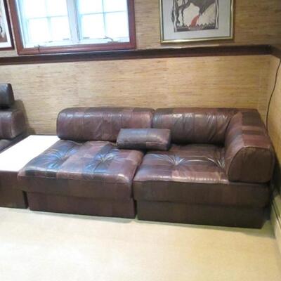 B & B America Italian Wonderful Section Leather Comfortable Sofa with Reversible Storage Compartments 