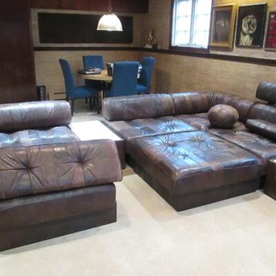 B & B America Italian Wonderful Section Leather Comfortable Sofa with Reversible Storage Compartments 