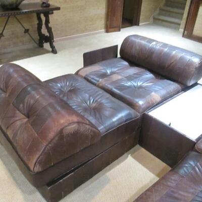B & B America Italian Wonderful Section Leather Comfortable Sofa with Reversible Storage Compartments 