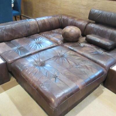 B & B America Italian Wonderful Section Leather Comfortable Sofa with Reversible Storage Compartments 