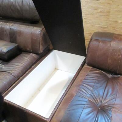 B & B America Italian Wonderful Section Leather Comfortable Sofa with Reversible Storage Compartments 