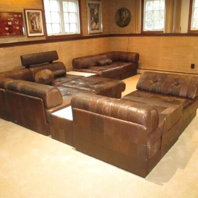 B & B America Italian Wonderful Section Leather Comfortable Sofa with Reversible Storage Compartments