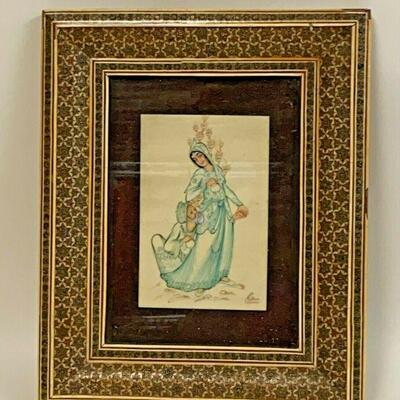 https://www.ebay.com/itm/115150903085	TU1031 VINTAGE PAINTED BONE ART IN HANDLAID MOSAIC FRAME 		BIN	$199.99 
