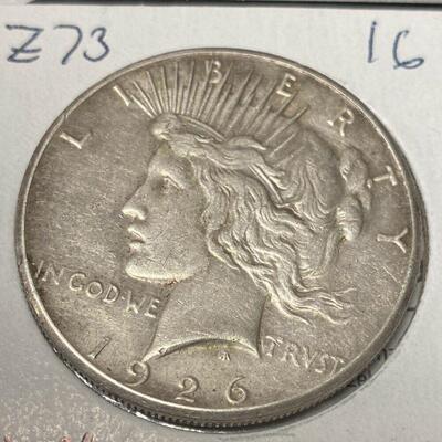 https://www.ebay.com/itm/125100075657	1926 San Fran Peace Silver Dollar 90% Silver Z7316			 Offer 	 $44.55 
