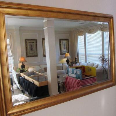LARGE GOLD BEVELED MIRROR