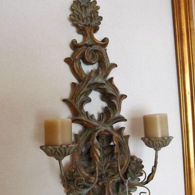 LOVELY DOUBLE CANDLE SCONCES PAIR