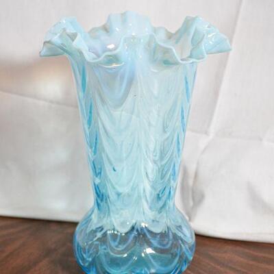 hand blown ruffled glass vase