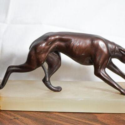 deco grey hound bronze on marble base