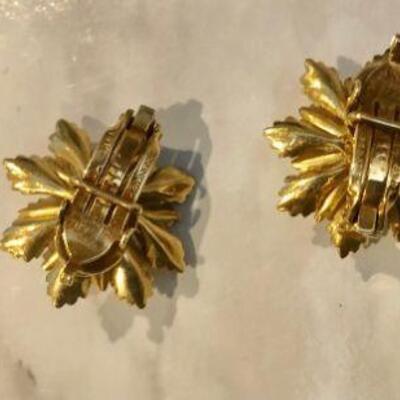 tiffany 14 kt floral spray clip on earrings