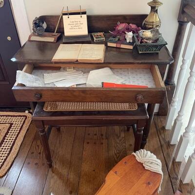 Antique desk with bench 
