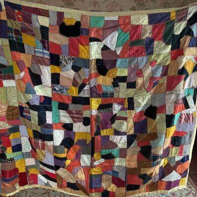 Very Early Crazy Patchwork Quilt 