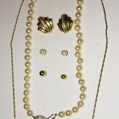 14K Gold Earrings, Necklace & Cross 