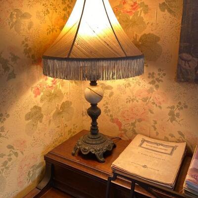 Antique Brass and Marble Lamp 