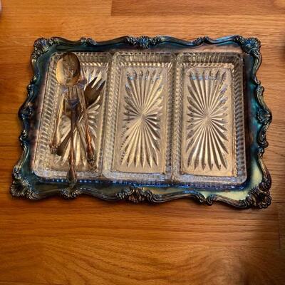 Vintage glass and silver-plated serving dish