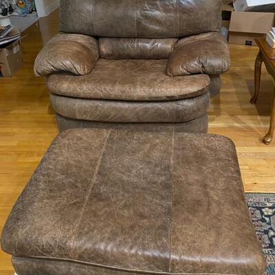 Leather chair and ottoman