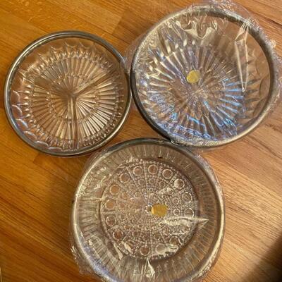 Vintage glass with silver plated edges serving dishes